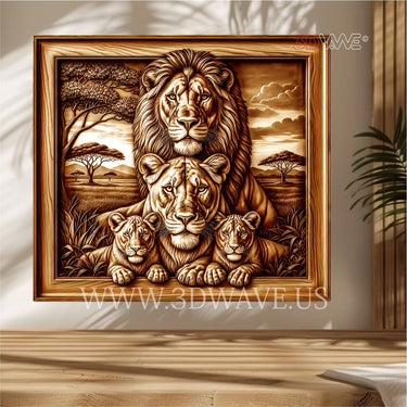 LIONS FAMILY 3d illusion & laser-ready files